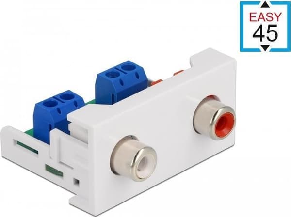Delock - Easy 45 - snap-in modul - RCA, RCA - 1 - hvid, RAL 9003 (81338)