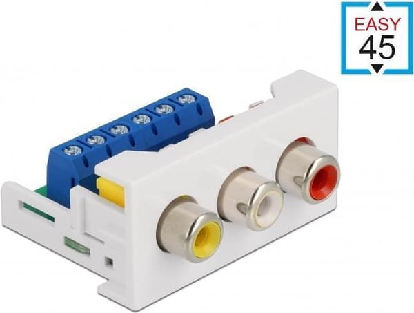 Delock - Easy 45 - snap-in modul - RCA, RCA, RCA - 1 - hvid, RAL 9003 (81339)