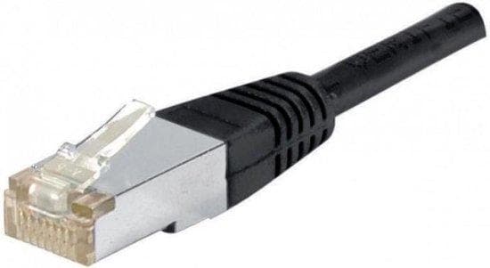 Patch-kaapeli F/UTP, CAT.6a, musta, 0,3 m Nopeuteen 10 Gigabit/s, erityisen kapealla taittumissuojalla (850012)