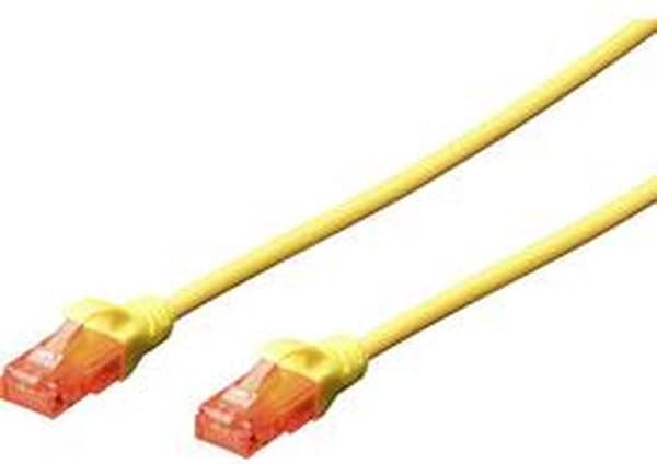 Digitus DK-1617-0025/Y RJ45 Netværkskabel, patchkabel CAT 6 U/UTP 25,00 cm Gul Brandsikker, Halogenfri, Rund, Parsnoet, Uskærmet 1 stk.