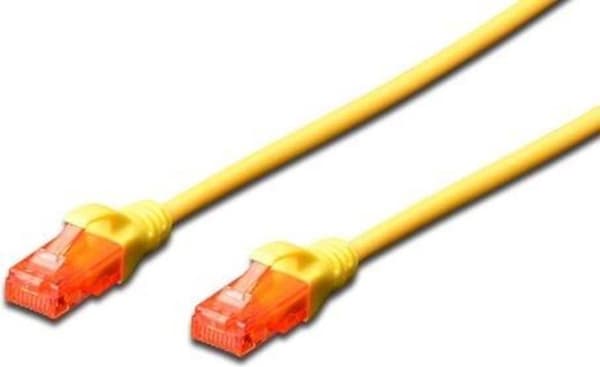 Digitus DK-1617-0025/Y RJ45 Netværkskabel, patchkabel CAT 6 U/UTP 25,00 cm Gul Brandsikker, Halogenfri, Rund, Parsnoet, Uskærmet 1 stk.