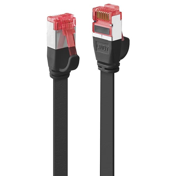 Lindy - Patch-kabel - RJ-45 (M) til RJ-45 (M) - 1,0 m - U/FTP - CAT 6 - uden krog, flad - Sort (47571)