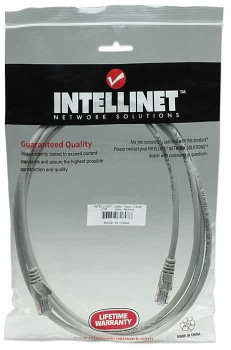 Intellinet - Patch-kabel - RJ-45 (M) - RJ-45 (M) - 5,0 m - UTP - CAT 5e - presset, glat - Grå (319812)