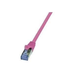 LogiLink PrimeLine - patchkabel - RJ-45 (M) til RJ-45 (M) - 1,5 m - SFTP, PiMF - CAT 6a - halogenfri, støbt, uden krog - pink