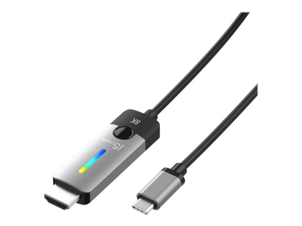 j5create JCC157 - Adapterkabel - 24 pin USB-C hann til HDMI hann - 1.8 m - skjermet - romgrå/svart - 4 K 144 Hz (3840 x 2160) støtte, 8 K 60 Hz (7680