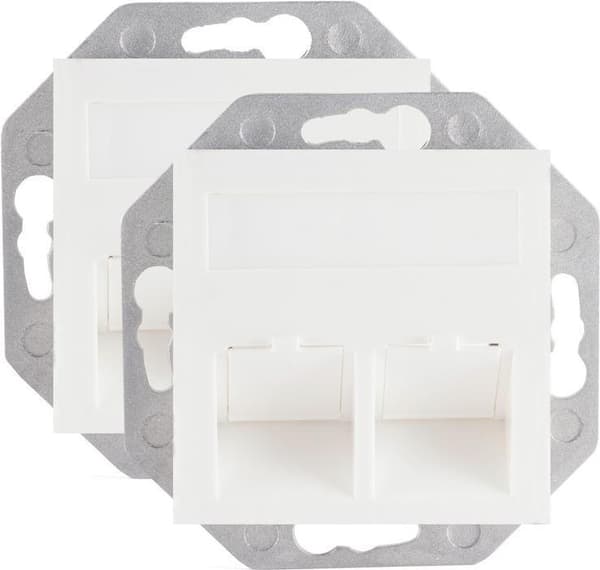 shiverpeaks ®-BASIC-S--Netværksstik til Keystone, 2-fold med kun skrå udgang med centreringsplade 55x55 mm--VE2 (BS74282-55-2) Hvid