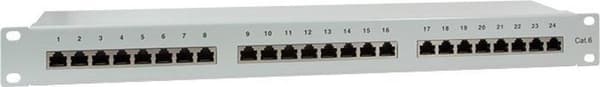LogiLink Patchpanel 19" Einbau Kat.6 STP 24 Port, grå