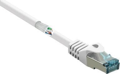 RF-5043912 RJ45 verkkokaapelin patch-kaapeli CAT 6a S/FTP 10,00 m valkoinen palosuojattu 1 kpl (RF-5043912)