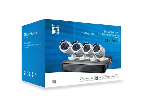 LevelOne DSK-8001 - DVR + kamera(t) - langallinen (LAN) - 8 kanavaa - 4 kameraa - CMOS