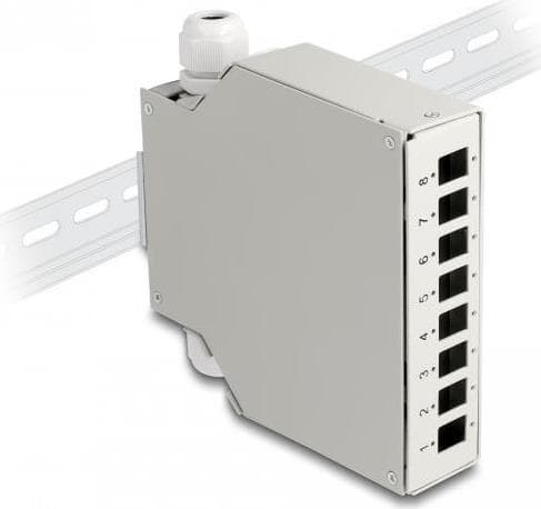Delock fiberoptisk fordelingsboks til DIN-skinne 8 port grå (85931)