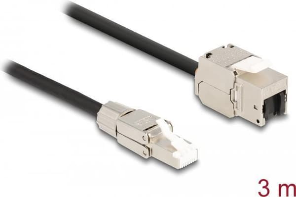 Delock-kabel RJ45 han-feltsamling til Keystone-modul RJ45 hun Cat.6A 3 m (87239)