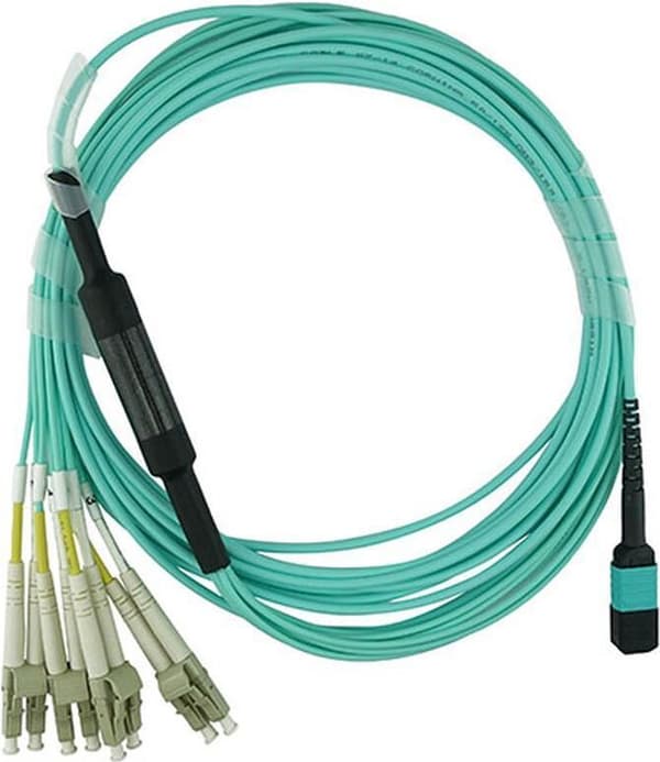 Kompatible Extreme Networks 9380014-1M BlueOptics fiberoptisk breakout-patchkabel, MPO/UPC, 4xDuplex LC/UPC, 1 meter, multimode G50/125µm, OM3, MPO-in