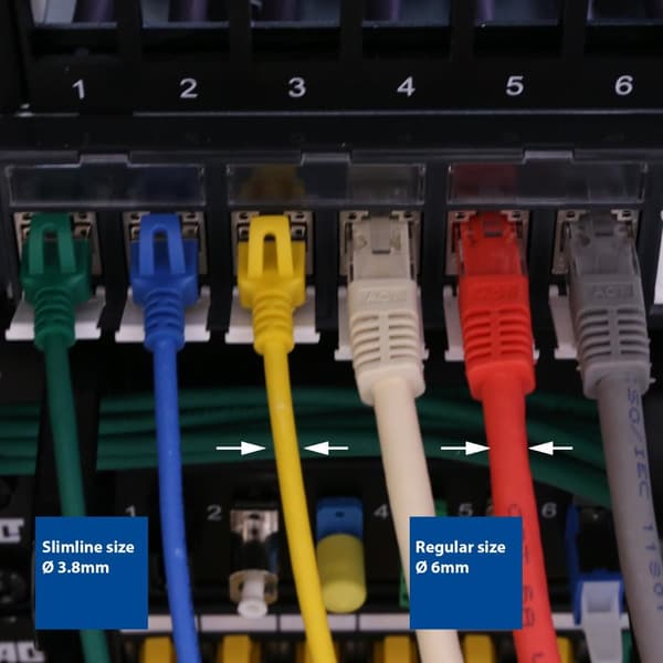 ACT Grön 3 meter LSZH U/FTP CAT6A datacenter slimline patchkabel utan hak med RJ45-kontakter (DC7703)