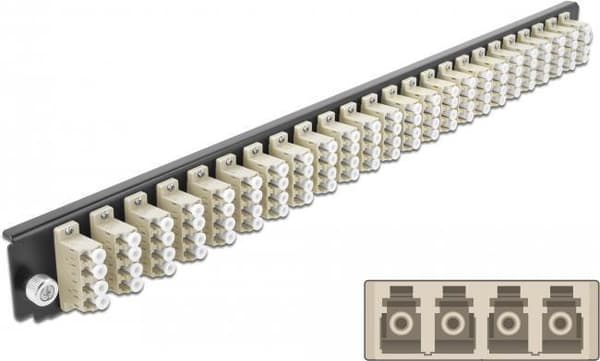 Delock - Fiberoptisk splejsningsbokspanel - front - LC MM X 96 - sort, beige - 1U - 48,3 cm (19") Beige