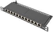 DIGITUS DN-91612S-SL-EA - Patch Panel - velegnet til vægmontering, rackmonterbar - RJ-45 X 12 - Sort, RAL 9005 - 0,5U - 25,4 cm (10") (DN-91612S-SL-EA Sort