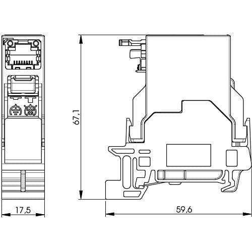 Telegärtner STX - DIN rail mount output - RJ-45 - Light gray (J80023A0001)
