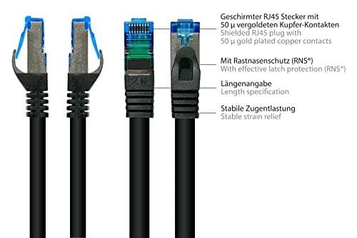 Alcasa 8060-SF100S Network Cable 10 m Cat6a S/FTP (S-STP) Black (8060-SF100S)