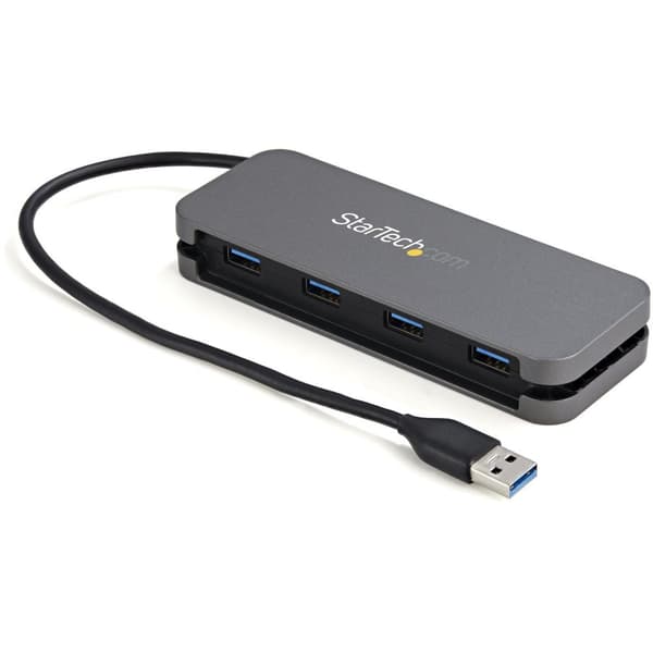 StarTech.com 4 Port USB 3.0 Hub, 4x USB-A, 5Gbps Laptop/Desktop USB Type-A Hub, USB Bus Powered, 27.90cm (11") Long Cable with Cable Management (HB30A