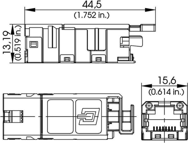 Telegärtner STX V1 RJ45 modulindsats Cat.6A fatning, lige stænger: 8P8C J80029A0000 J80029A0000 1 stk (J80029A0000)