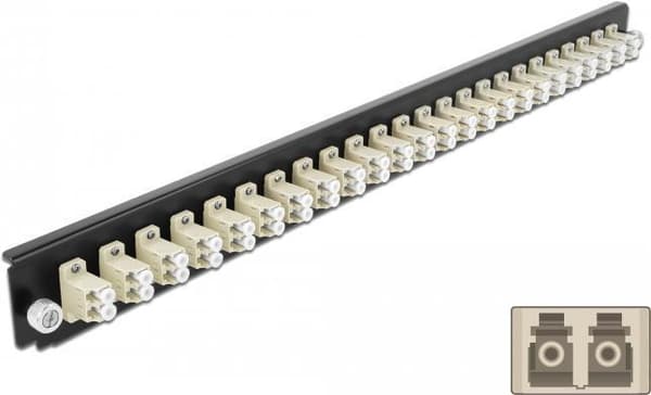 DeLOCK - Rack monteringsplade til fiberoptisk splejsningsboks - front - LC MM X 24 - beige - 1U - 48,3 cm (19") (43359) Beige