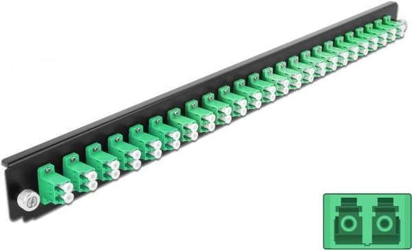 DeLOCK - Rack monteringsplade til fiberoptisk splejsningsboks - front - LC SM X 24 - grøn - 1U - 48,3 cm (19") (43358) Grøn