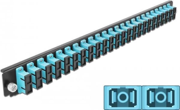 DeLOCK - Fiberoptisk splejsningsbokspanel - Front - SC SM X 48 - Sort, Akvamarin - 1U - 48,3 cm (19") (43366)