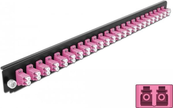 DeLOCK - Rack monteringsplade til fiberoptisk splejsningsboks - front - LC MM X 24 - lilla - 1U - 48,3 cm (19") (43361)