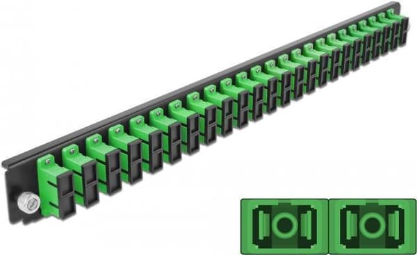 DeLOCK - Rackmonteringsplade til fiberoptisk splejsningsboks - front - SC SM X 24 - grøn - 1U - 48,3 cm (19") (43364) Grøn