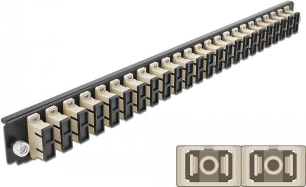 DeLOCK - Rack monteringsplade til fiberoptisk splejsningsboks - front - SC MM X 24 - beige - 1U - 48,3 cm (19") (43365)