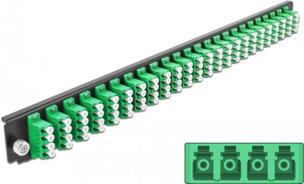 DeLOCK - Rack monteringsplade til fiberoptisk splejsningsboks - front - LC SM X 24 - grøn - 1U - 48,3 cm (19") (43370) Grøn