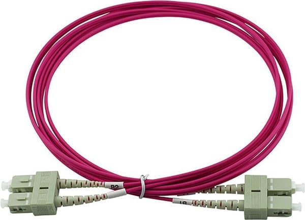 BlueOptics© duplex fiberoptisk patchkabel, SC-UPC/SC-UPC beige, 5 meter, multimode G50/125µm, OM4, ingångsförlust: under 0,2dB, märkesfiber, LSZH mage