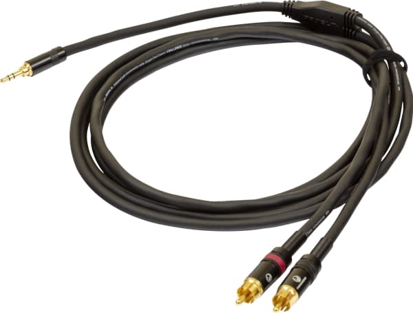 PROEL 3.5mm stereo uros - 2 x RCA uros, 1.5m, musta