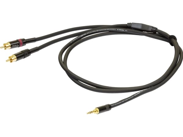 PROEL 3,5 mm stereokabel - 2 x RCA-kabel, 1,5 m, musta