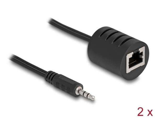 Delock - Lyd adapter - RJ-45 hun til ministik han - sort (pakke med 2)