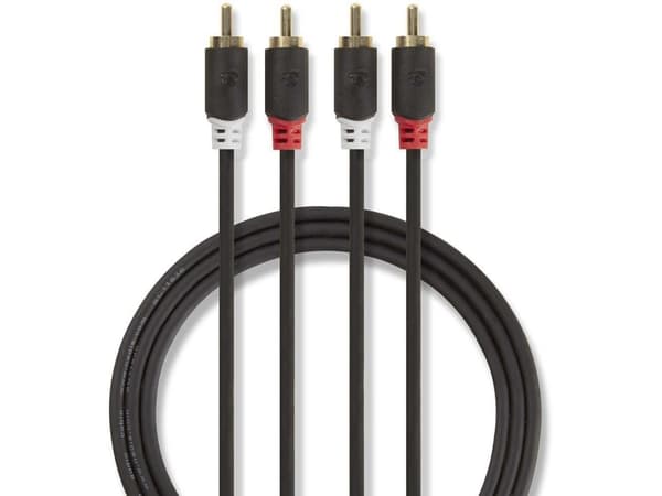 Nedis - Ljudkabel - RCA hane till RCA hane - 5 m - antracit - rund