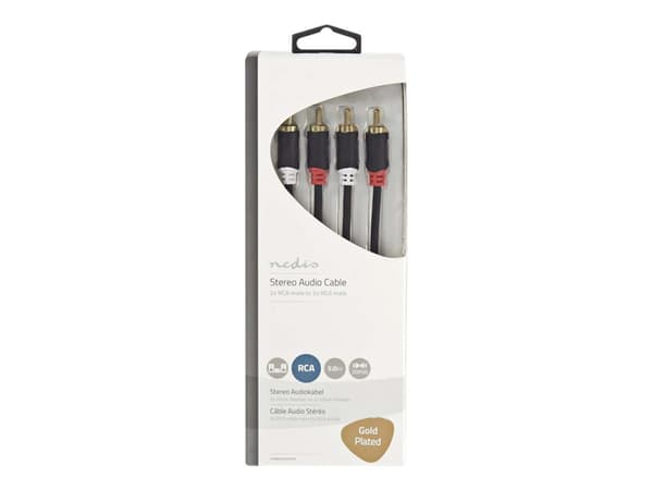 Nedis - Ljudkabel - RCA hane till RCA hane - 5 m - antracit - rund