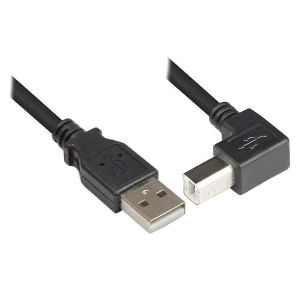 Techly ICOC U-AB-10-ANG USB-kabel 1 m USB 2.0 USB A USB B Svart