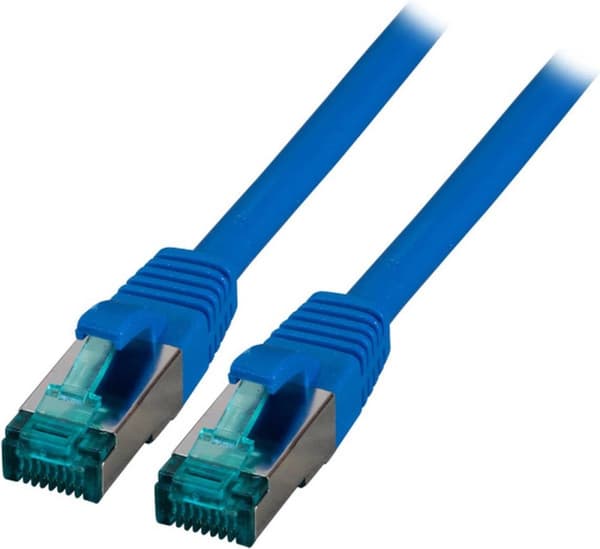 Tillverkare: EFB Elektronik RJ45 patchkabel S/FTP, Cat.6A, LSZH, 50m, blå Den skärmade Cat.6A RJ45 patchkabeln säkerställer mycket goda egenskaper för