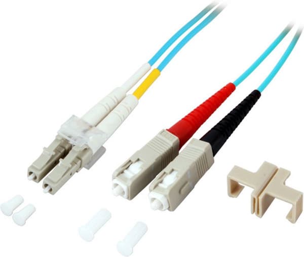 EFB-Elektronik GmbH Duplex Jumper LC-SC 50/125µ, OM3, LSZH, aqua, 2.0mm, 25m, kuituoptiset patch-johdot ovat kansainvälisesti standardoidun strukturoi