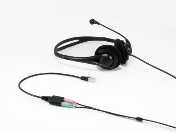 Telefonkabel RJ9 till 2x 3,5 mm jack för headset 25 cm