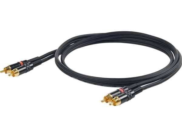 Proel CHLP250LU3, 2 x RCA, Hankjønn, 2 x RCA, Hankjønn, 3 m, Sort