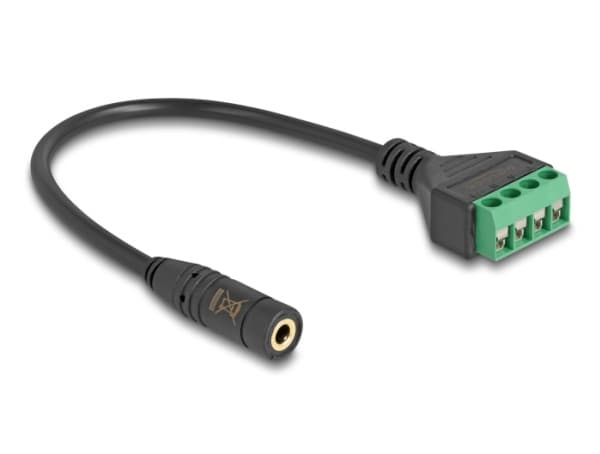 Delock - Audioadapter - minijakk (hunn) til 4-pins terminalblokk - 20 cm - 2,54 mm stigning - svart