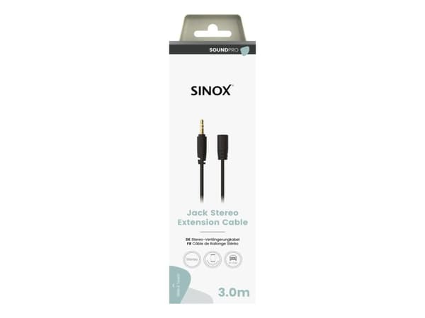 Sinox PRO 3,5 mm minijack förlängningskabel. 3 m. Svart