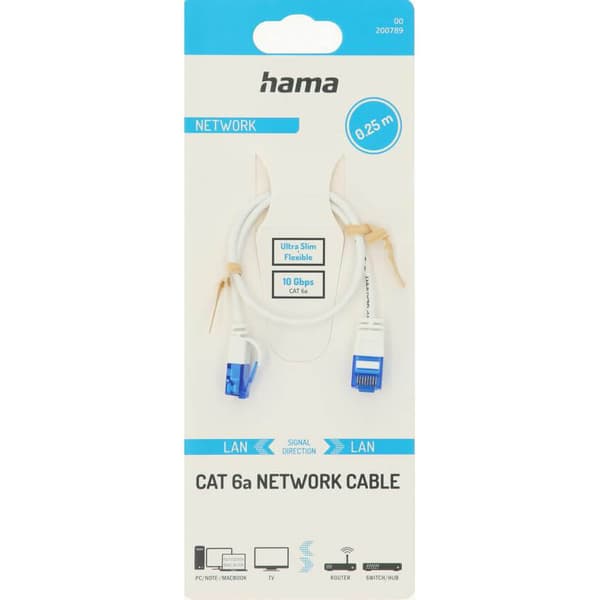 HAMA Cable Network CAT6a Slim U/UTP 0.25m White