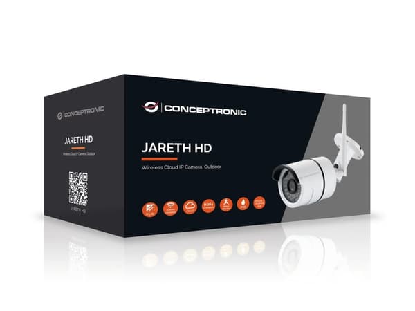 Conceptronic JARETH HD Wireless Cloud IP-kamera - netværksovervågningskamera - udendørs - vejrbestandigt - farve (dag og nat) - 1,3 MP - 1280 x 720 -