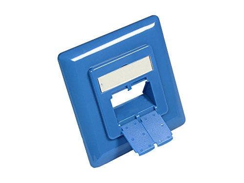 Centerplade 50x50mm inkl. dækramme 80x80mm til netværksstik, himmelblå RAL5015, gode forbindelser (GC-N0060)