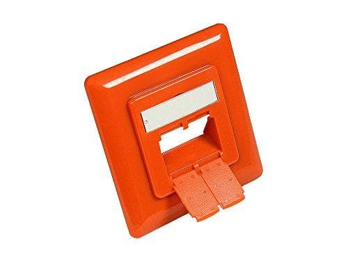 Centerplade 50x50mm inkl. dækramme 80x80 mm til netværksstik, ren orange RAL2004, gode forbindelser (GC-N0058)