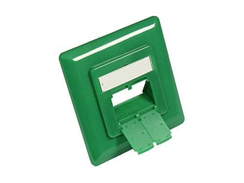 Mittplåt 50x50mm inkl. täckram 80x80mm för nätverksuttag, signalgrön RAL6032, Bra anslutningar (GC-N0059)