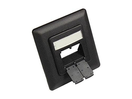 Mittplåt 50x50mm inkl. täckram 80x80mm för nätverksuttag, djupsvart (matt) RAL9005, Bra anslutningar (GC-N0055)