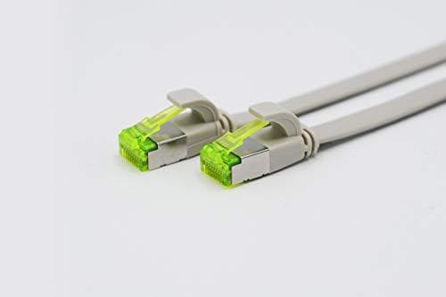 Helos - Patchkabel - RJ-45 (M) til RJ-45 (M) - 15 m - U/FTP - CAT 6a - fladt - Grå
